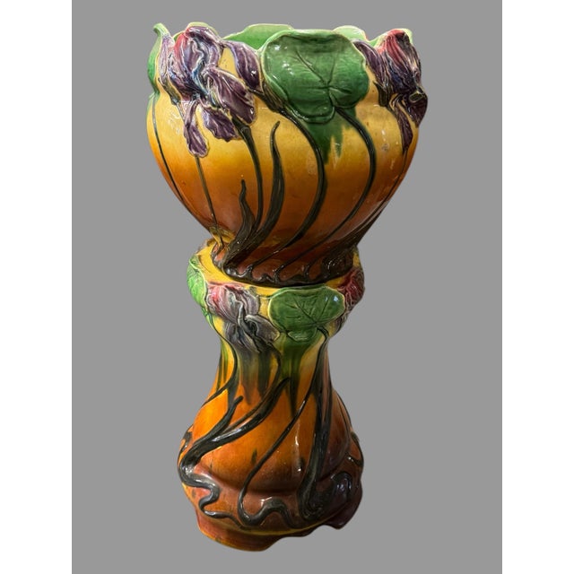 Early 20th Century Roseville Blended Majolica Jardiniere & Pedestal Planter Vase For Sale - Image 12 of 12