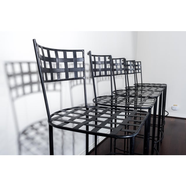 Janus Et Cie Amalfi Collection Powder Coated Steel Finish Corsican Black Barstools - a Pair For Sale In San Diego - Image 6 of 8