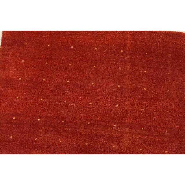 Gabbeh Runner 3’1” X 9’11” Red Wool Contemporary Hand-Knotted Oriental Rug For Sale In Philadelphia - Image 6 of 13