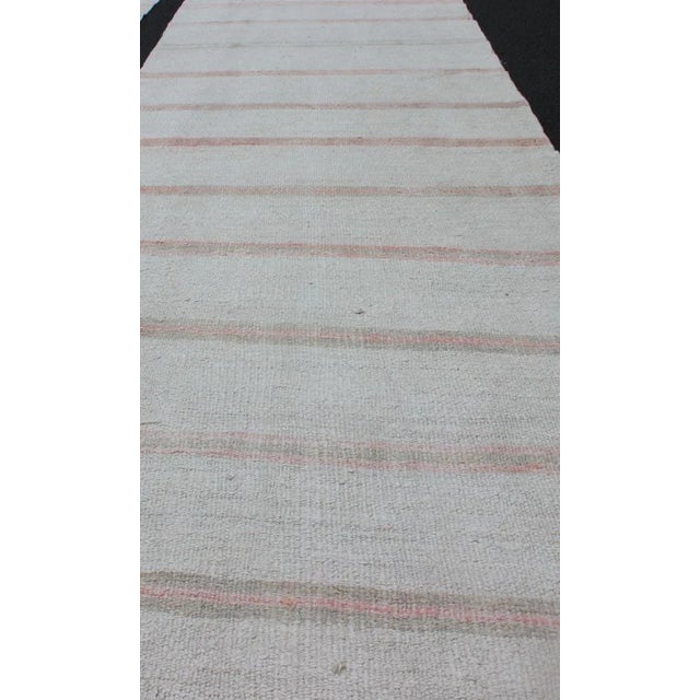 Mid 20th Century Vintage Turkish Kilim Runner With Stripes in Light Coral and Neutral Tones For Sale - Image 4 of 11