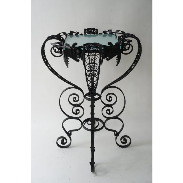 1940s Mizner Spanish Colonial Style Garden Pedestal Wrought Iron For Sale - Image 5 of 11