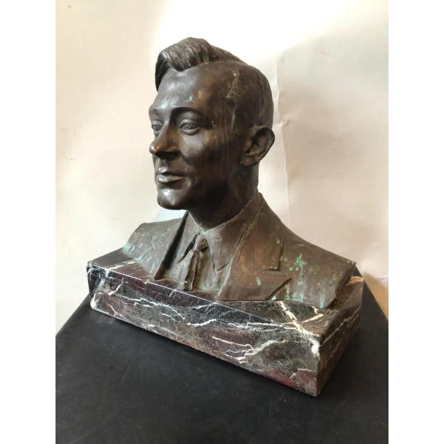 1920s Antique Bronze Bust of Jimmy Walker on Marble Base Signed by Artist For Sale - Image 5 of 13