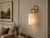 Contemporary Handcrafted Brass Wall Sconce With Natural Alabaster Cylinder Shade | Sculptural Accent Light For Sale - Image 3 of 6