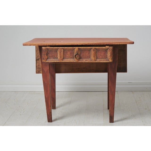 Brown Antique Small Swedish Folk Art Table For Sale - Image 8 of 11