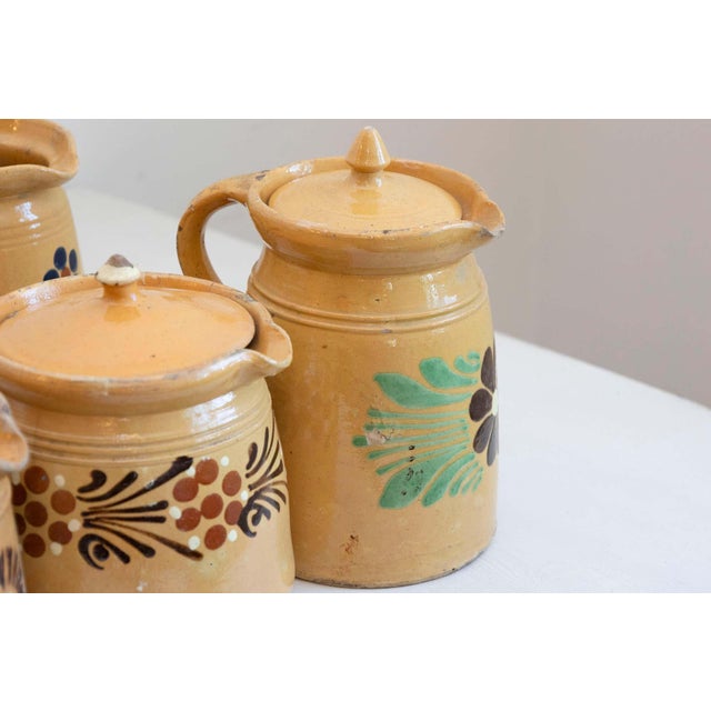 19th Century French Terracotta Pottery Pitchers with Floral Decor For Sale - Image 9 of 10