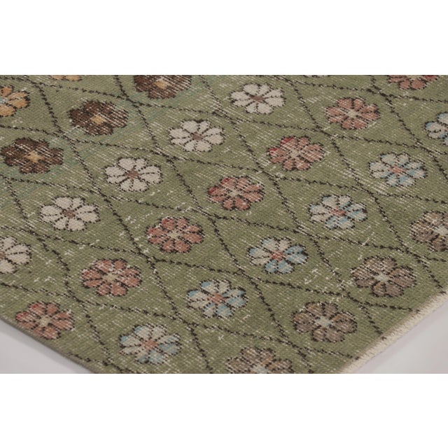 Traditional Vintage Distressed Rug, Earthy Floral Geometric Patterns - Rug & Kilim For Sale - Image 3 of 8