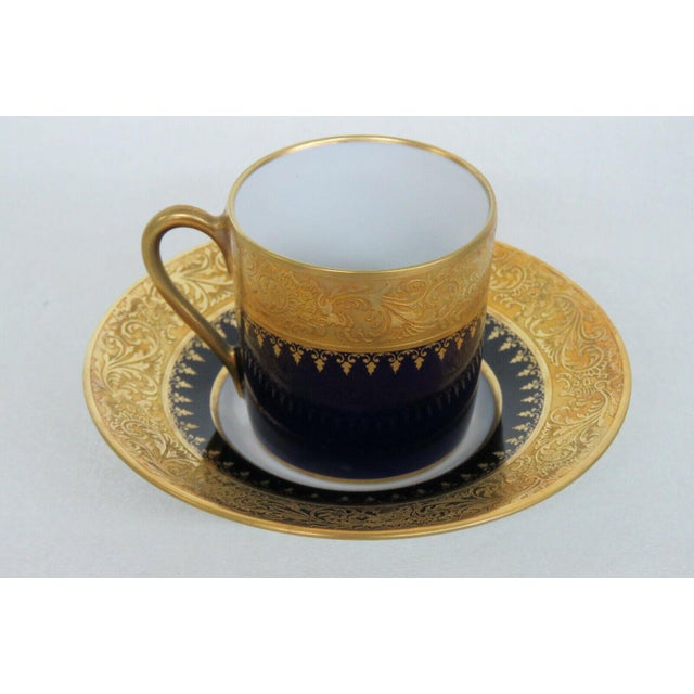 Mid 20th Century Limoges France Cobalt Blue and Gold Demitasse Espresso