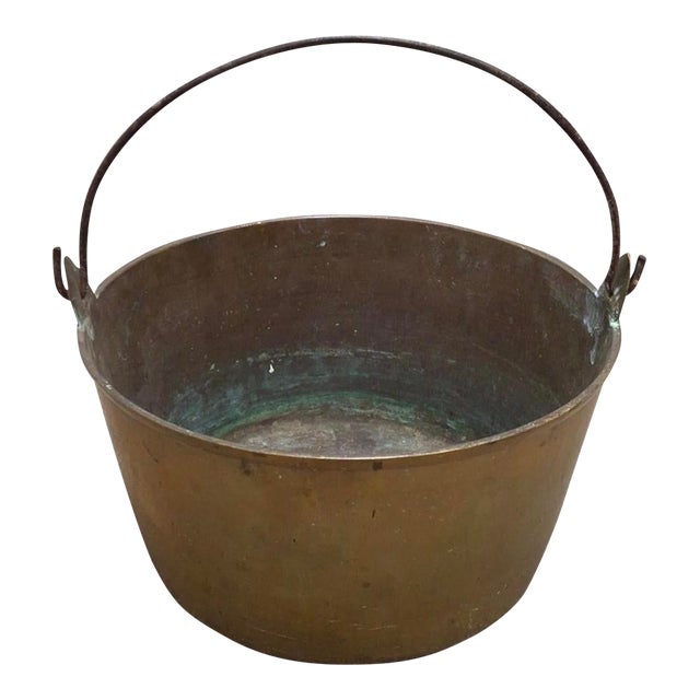 American Cast Brass and Forged Iron Handled Pail Bucket, Circa 1860s For Sale