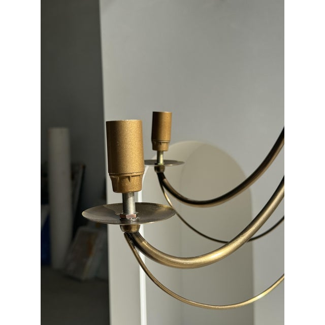 Modern 5-light metal chandelier. Diameter: 50 cm; Height: 48 cm; Height with cable: 70 cm. In perfect working order....