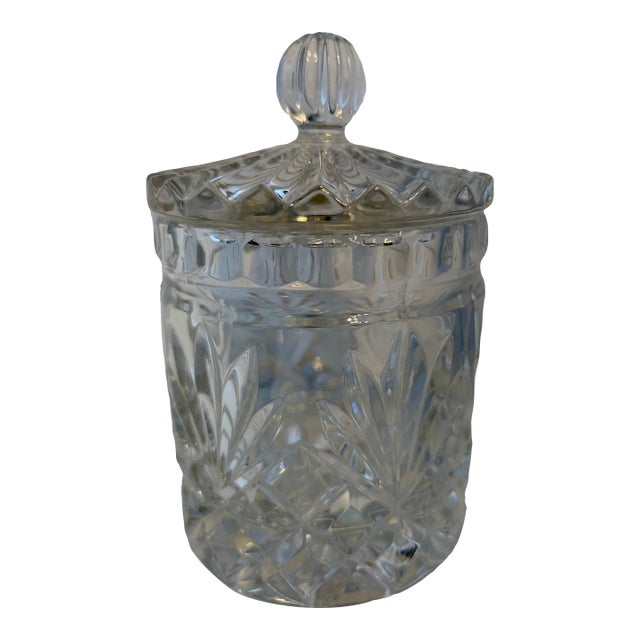 Fifth Avenue 24% Lead Crystal, Retired Biscuit Barrel, Lidded Jar For Sale