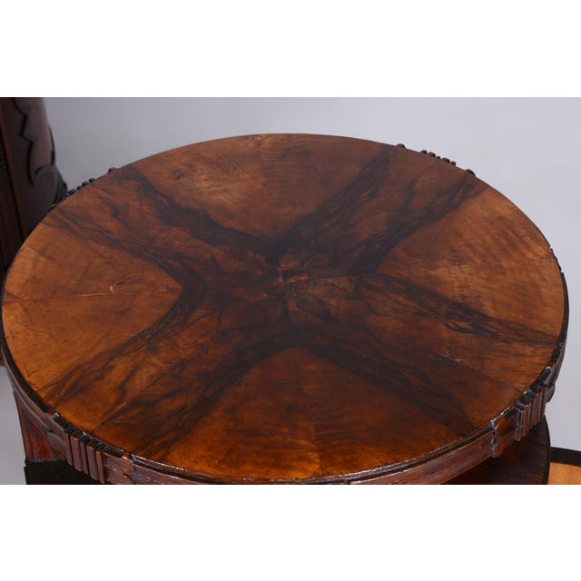 Czech Cubist Bedside Tables in Oak and Walnut, Polished, 1910s, Set of 2 For Sale - Image 15 of 16