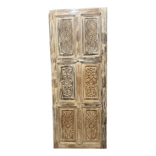 Vintage French Hand-Carved Bedroom Doors – Floral Closet Doors With Brass Stud Accents 80 For Sale
