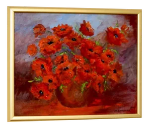 M Carlsson, Poppies, 1990s, Oil, Framed