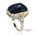 Early 21st Century 14k Two Tone Yellow and White Gold Blue Stone Ornate Floral Motif Ring, Size 5.25 For Sale - Image 5 of 13