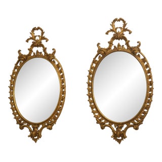Pair Mirror Fair Colonial Williamsburg Oval Looking Glass Mirrors For Sale