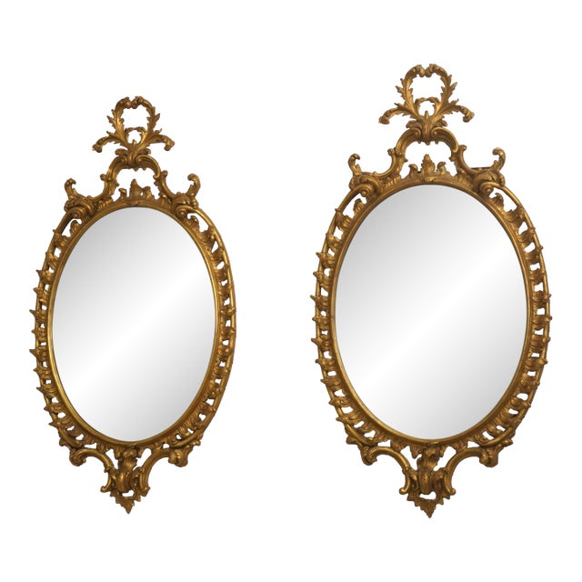 Pair Mirror Fair Colonial Williamsburg Oval Looking Glass Mirrors For Sale