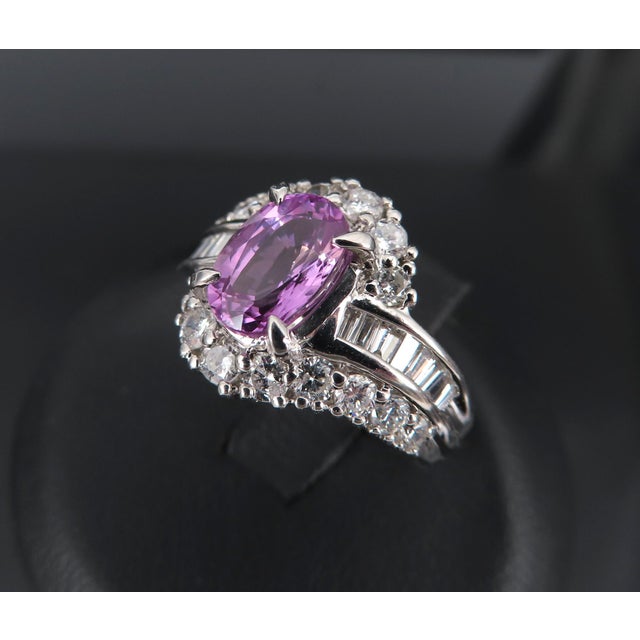 Late 20th Century 2.02ct Gia Ceylon No Heat Pink Sapphire 1.00ct Diamond Platinum Ring Size 5.25 For Sale - Image 4 of 18