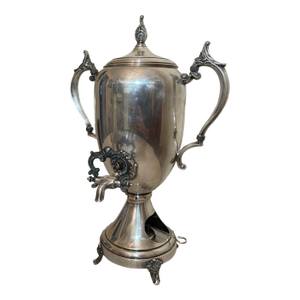 Antique Ornate Silverplate Samovar Tea Coffee Kettle Pot Dispenser Oil Burner