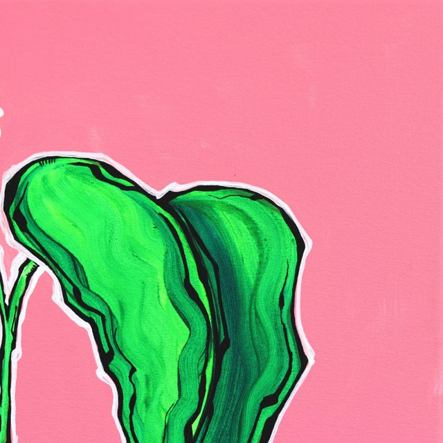 Contemporary Plante Verde - Colorful Vibrant Contemporary Botanical Plant Still Life Painting Original Artwork by Jonjo Elliott For Sale - Image 3 of 8