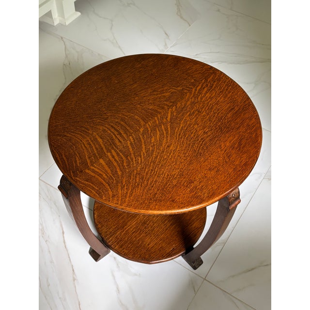 Antique 1930s American Art Deco Oak Side Table For Sale - Image 4 of 15