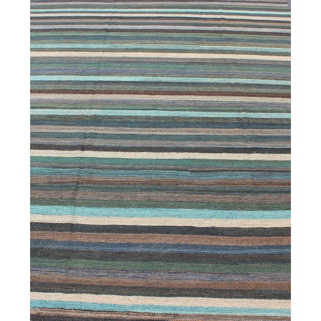 2020s 2020s Colorful Modern Striped Kilim in Unique Colors for Modern or Classic Rooms For Sale - Image 5 of 13