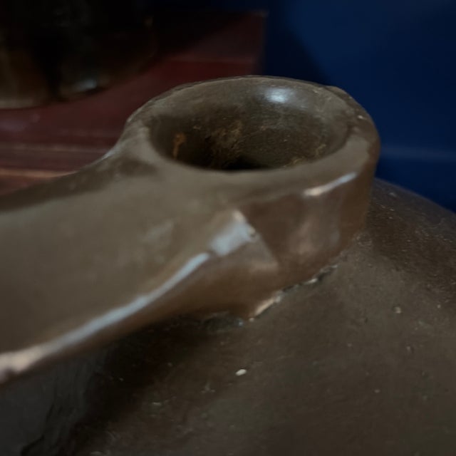 Brown Brown Antique Salt Glaze Crock Jug W/Handle For Sale - Image 8 of 8