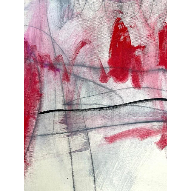 Off-white Contemporary Abstract Acrylic, Oil Pastel and Graphite on Canvas Painting "Gala of Dandelions" by Adrienn Krahl For Sale - Image 8 of 9