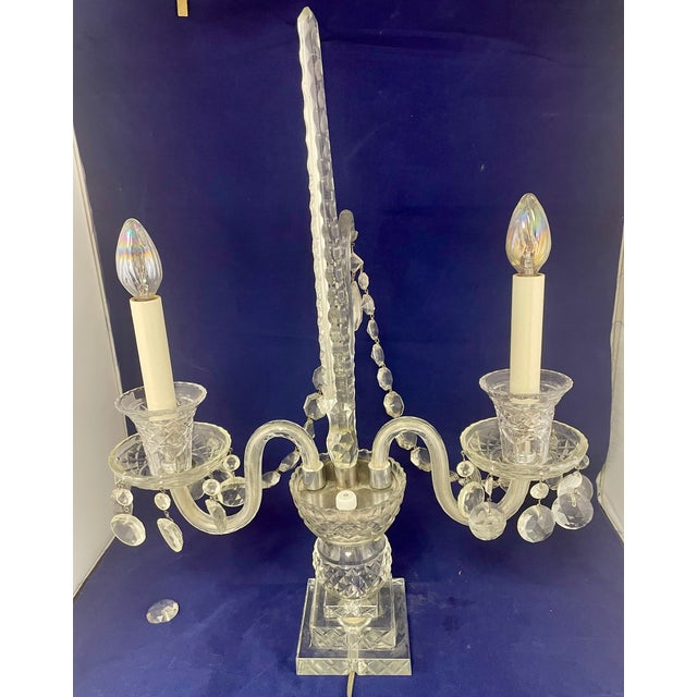 Vintage Pair of Large Regency Style Electrified Crystal Candelabrum For Sale - Image 15 of 18