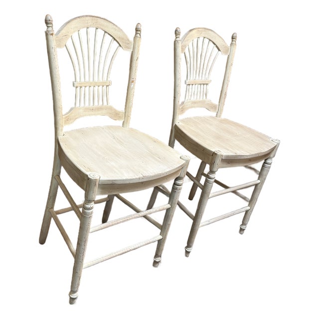 Sunrise Home French Provincial Counter Stools, Pair For Sale