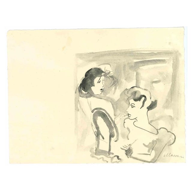 Mino Maccari, Womanly, Original Drawing, 1950s For Sale