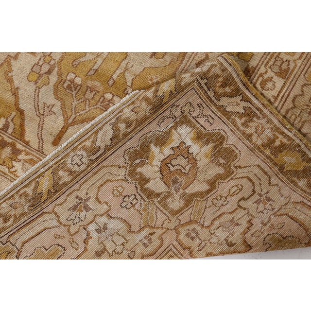 Antique Indian Amritsar Beige, Brown, Gold Handmade Wool Rug For Sale In New York - Image 6 of 8