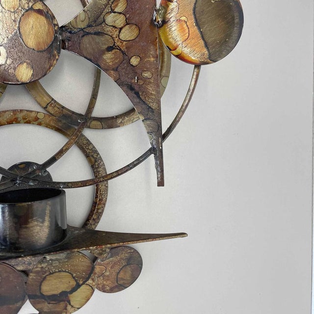 Metal Brutalist Wall Sculpture with Candleholder from Henrik Horst, Denmark, 1970s For Sale - Image 7 of 18