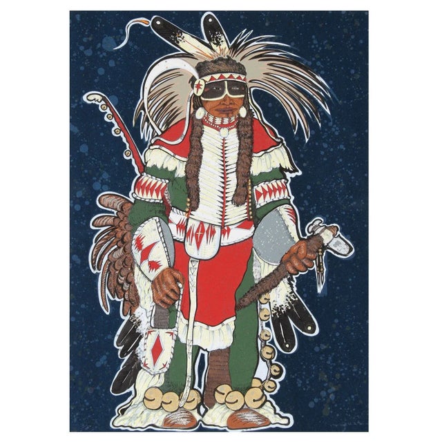Kevin Red Star Crow Warrior Serigraph For Sale