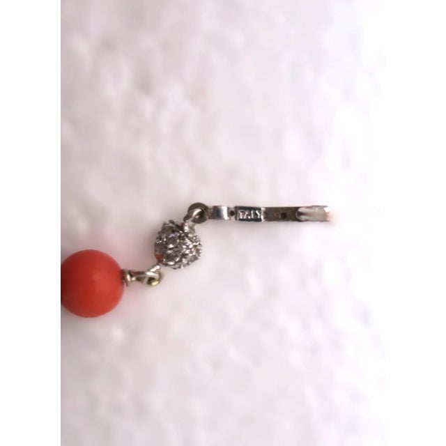 Italian Diamond Coral and Black Onyx Dangle Earrings, Pair For Sale - Image 10 of 10