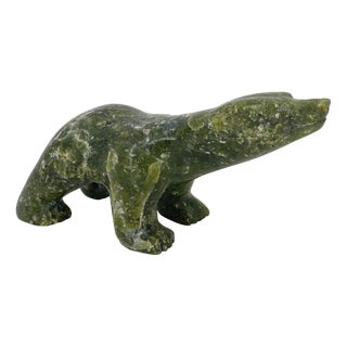 Ashevak Adla, Figure of a Polar Bear, 1990s, Serpentine Stone For Sale