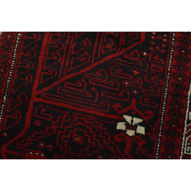 Baloch Rug 3’9” X 8’3” Black Wool Vintage Tribal Hand-Knotted Oriental Carpet For Sale In Philadelphia - Image 6 of 13