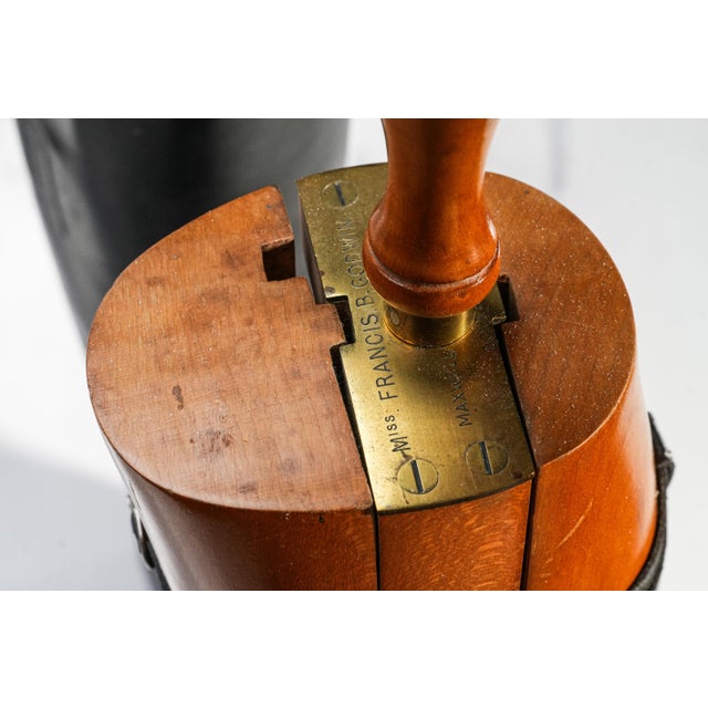 Nice Classic Antique English Black Leather Riding Boots With Wood Trees Home Decor Prop For Sale - Image 4 of 9