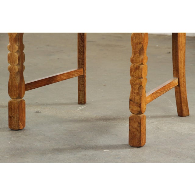 Vintage Brutalist Danish Oak Dining Chairs by Henning Kjærnulf, 1960s, Set of 6 For Sale - Image 9 of 17