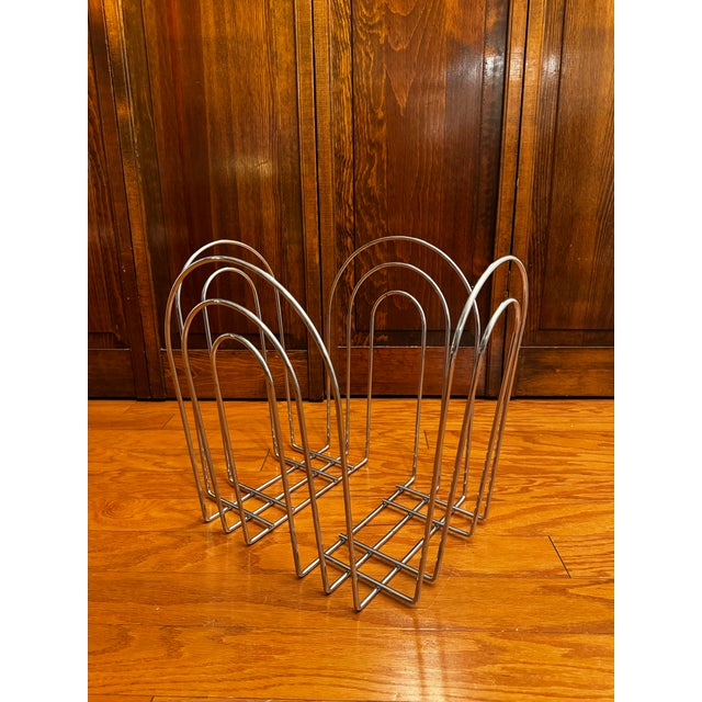Vintage Chrome-Plated Magazine Rack in the of Style Willi Glaeser for Tmp, 1980s For Sale - Image 4 of 8