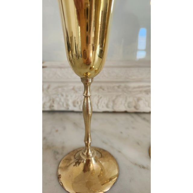 Vintage Indian Brass-Plated Tall Goblets, Set of 3 For Sale - Image 14 of 15