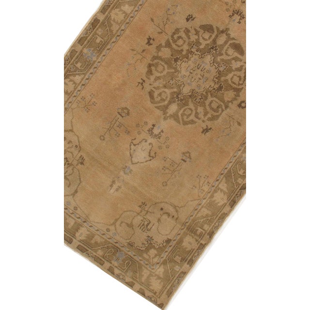 Vintage Circa 1950 Brown Turkish Oushak Area Rug , 4ft 5in X 8ft 7in For Sale - Image 4 of 8