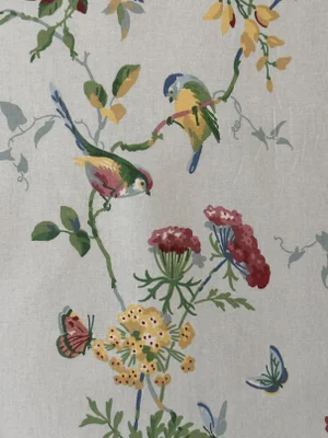 Chickadee Floral Sky by Schumacher Fabric Cotton Chintz 3 1/2 Yards