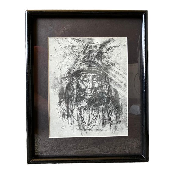 Glass Vintage Set of 3 Framed MCM Don Ruffin Signed Native American Portraits - Limited Edition-Artist Proof For Sale - Image 7 of 18