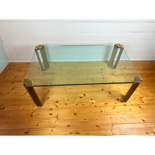 Modernist Art Deco Style Glass and Brass Coffee Table, 1980s For Sale - Image 9 of 11