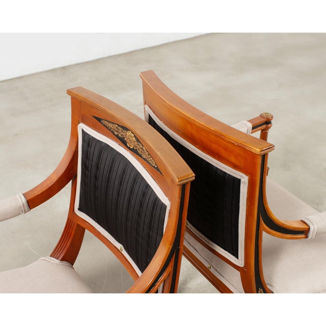 Set of Six French Directoire Style Dining Chairs Bronze Accents For Sale - Image 9 of 18