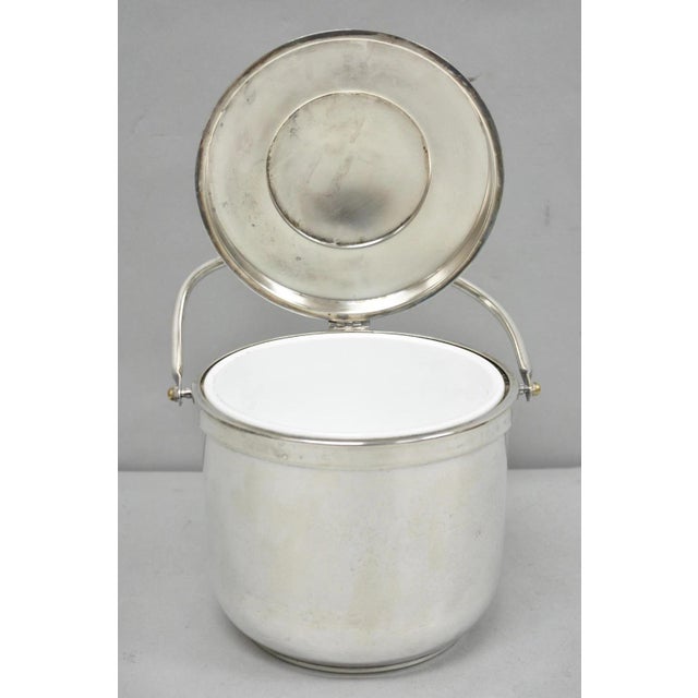 Mid 20th Century Gorham Yc141 Mid Century Modern Silver Plated Reticulating Hinge Ice Bucket For Sale - Image 10 of 16