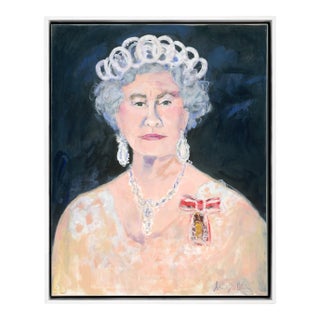 The Queen by Sandy Welch in White Frame, Medium Art Print on Canvas For Sale