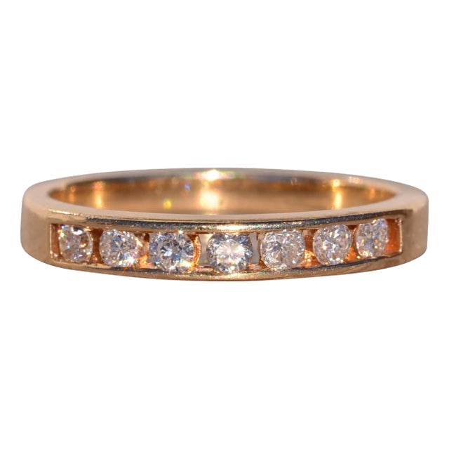 The Cazenac: Channel Set Natural Diamond Band in Yellow Gold For Sale