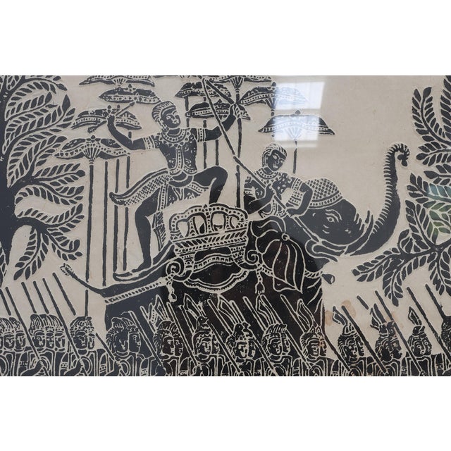 Cambodian Angkor Wat Temple, Asia, 1950s, Large Rubbing on Rice Paper For Sale - Image 3 of 11