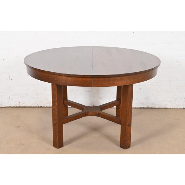 Stickley Antique Mission Oak Arts & Crafts Extension Dining Table, Newly Refinished For Sale - Image 11 of 11